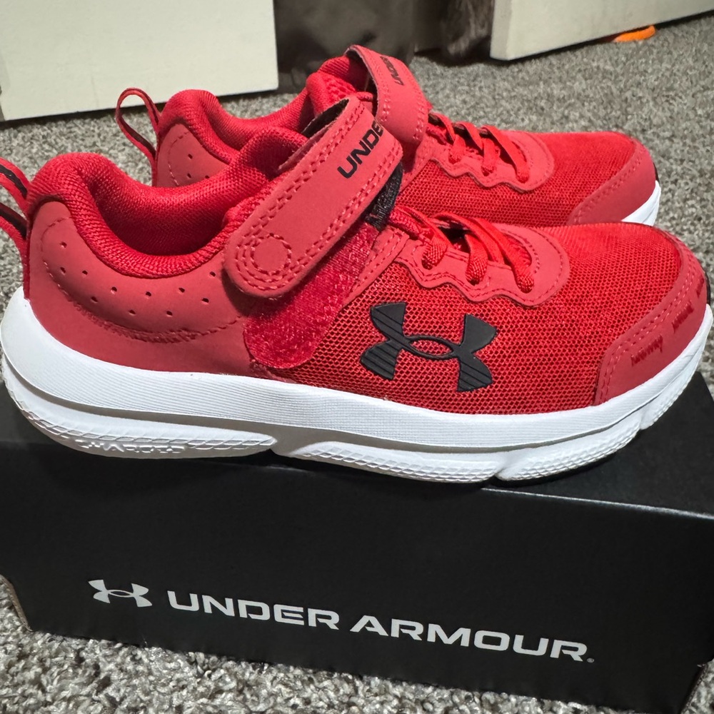 Under Armour Kids Red and Black Sneakers